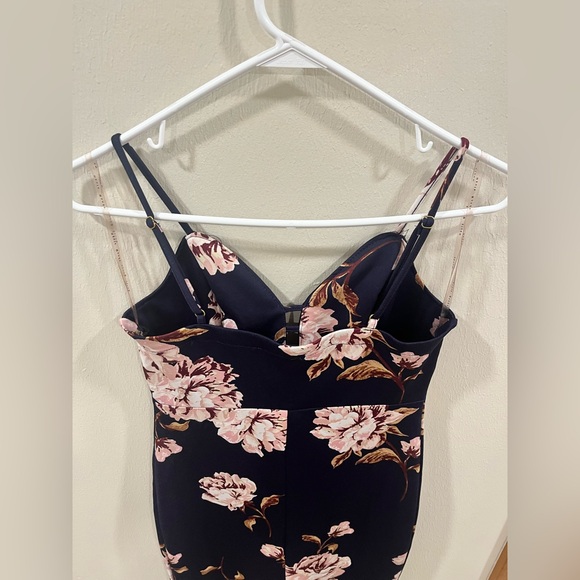 Haute Monde Navy Floral Bodycon Mini Dress - Size Medium - Picture 5 of 9